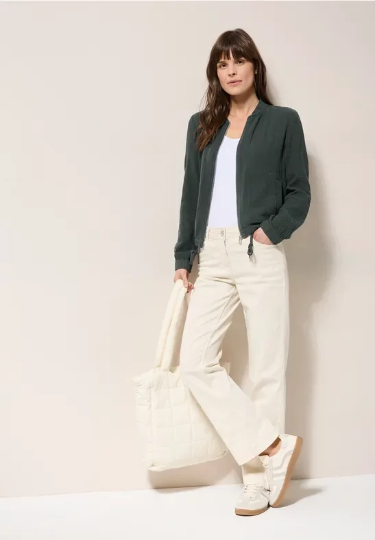 Thumbnail - Cecil Damen Kurze Musselin Jacke in Grün, Gr: XXL