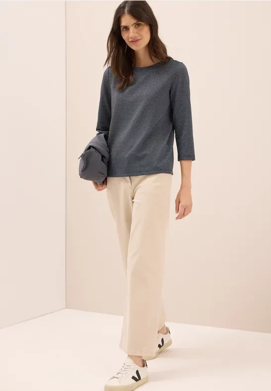 Thumbnail - Cecil Damen Two Tone Strukturshirt in Blau, Gr: XS