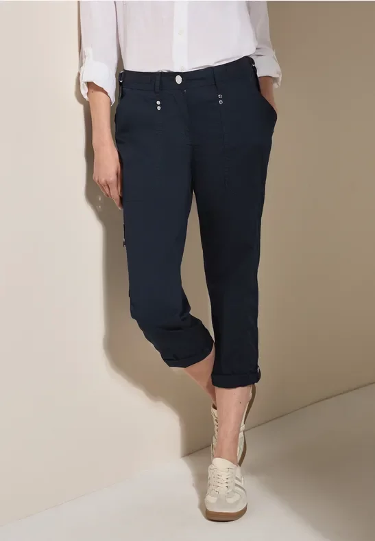 Thumbnail - Cecil Damen 7/8-Hose im Cargo-Look in Blau, Gr: 27