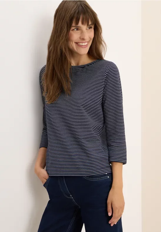 Thumbnail - Cecil Damen Gestreiftes Shirt in Blau, Gr: L