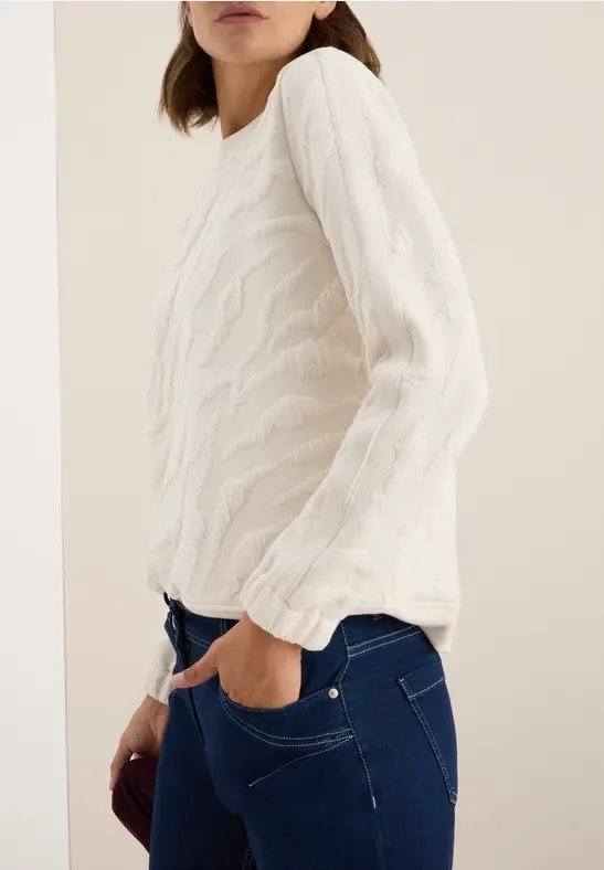 Thumbnail - Cecil Damen Strukturmuster Sweatshirt in Beige, Gr: L