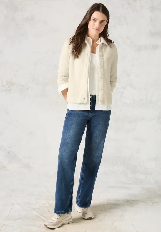 Cecil Damen Federgarn-Cardigan in Beige, Gr: XL