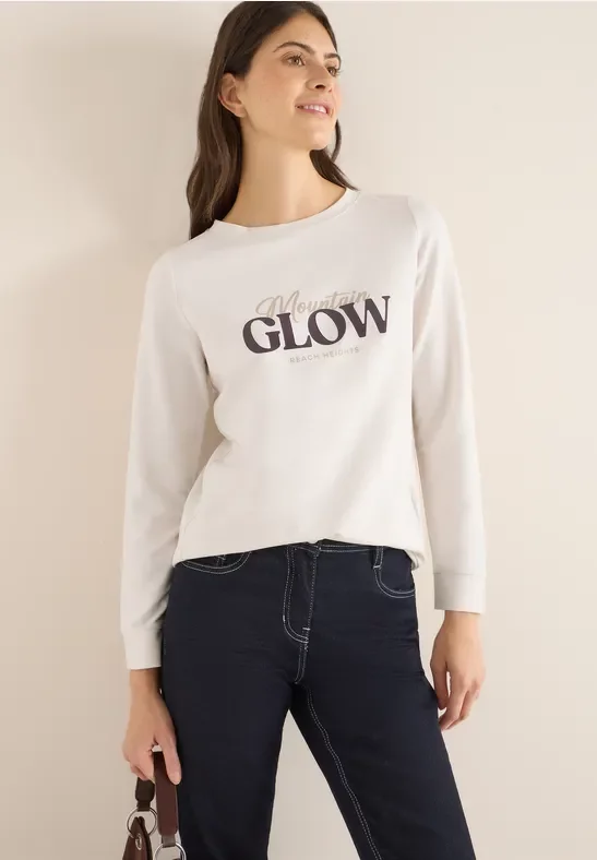Cecil Damen Shirt mit Wording in Grau, Gr: XL