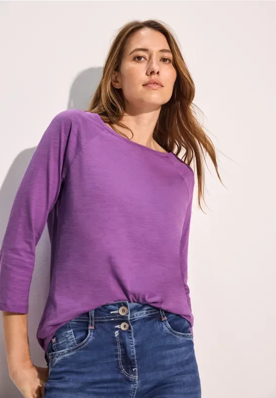 Cecil Damen Raglan-Shirt in Lila, Gr: XS