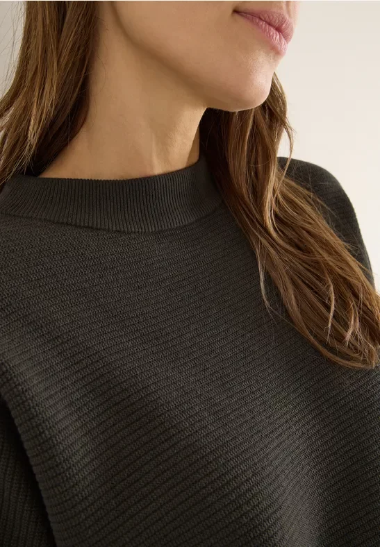 Cecil Damen Dolman Strukturpullover in Grün, Gr: XS