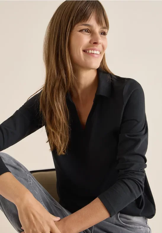 Cecil Damen Shirt im Blusen-Look in Schwarz, Gr: XL