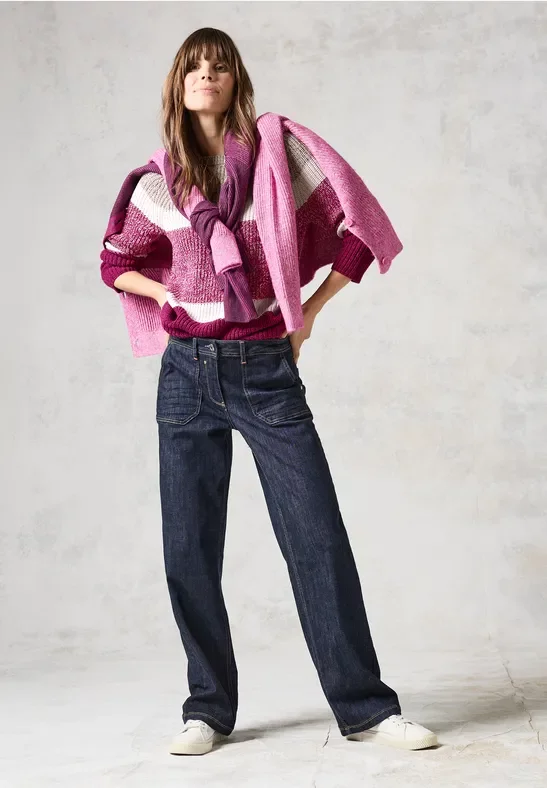 Cecil Damen Mouliné Pullover in Pink, Gr: XXL