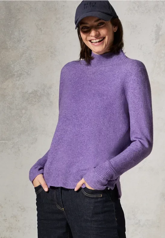 Cecil Damen Pullover mit Stehkragen in Lila, Gr: XXL