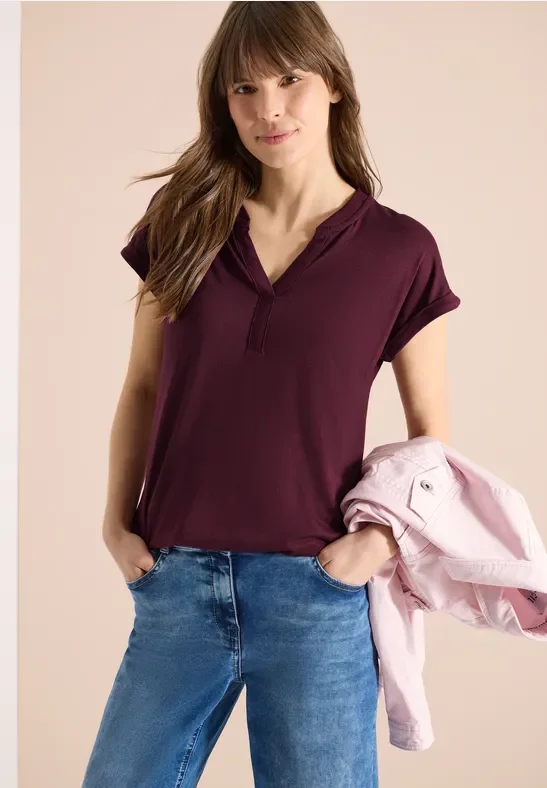 Cecil Damen Shirt mit Split Neck im Tunika-Look in Rot, Gr: L