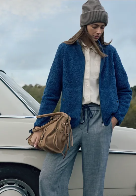 Thumbnail - Cecil Damen Softe Jacke mit Zipper in Blau, Gr: XL