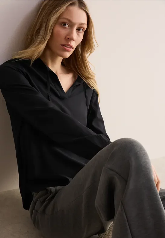 Thumbnail - Cecil Damen Bluse in Unifarbe in Schwarz, Gr: XS