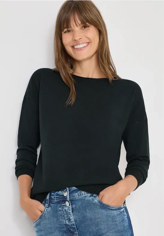 Cecil Damen Pullover mit Strukturdetail in Grün, Gr: XS