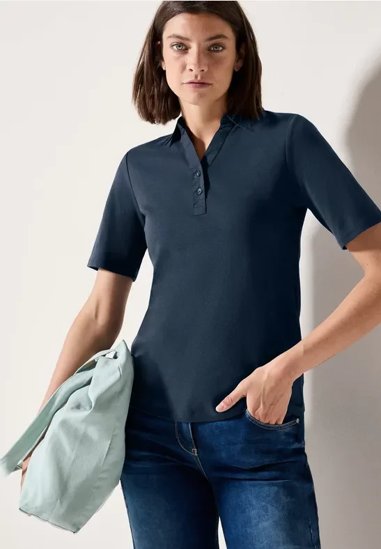 Cecil Damen Poloshirt in Blau, Gr: XXL