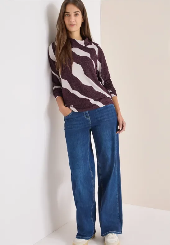 Cecil Damen Kuscheliges Shirt mit Muster in Rot, Gr: XL