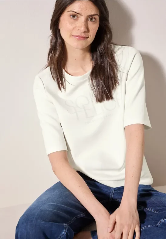 Thumbnail - Cecil Damen T-Shirt mit Wording in Weiß, Gr: XS