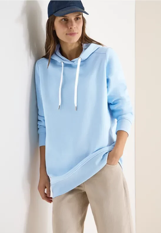 Cecil Damen Langer Hoodie in Blau, Gr: M