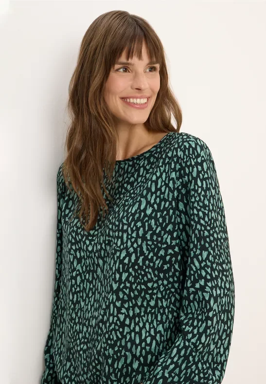 Thumbnail - Cecil Damen Print-Bluse mit Tunnelzug in Grün, Gr: L