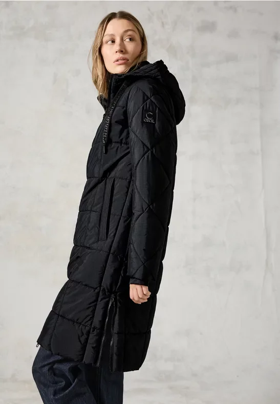 Cecil Damen Gefütterter Steppmantel in Schwarz, Gr: XS
