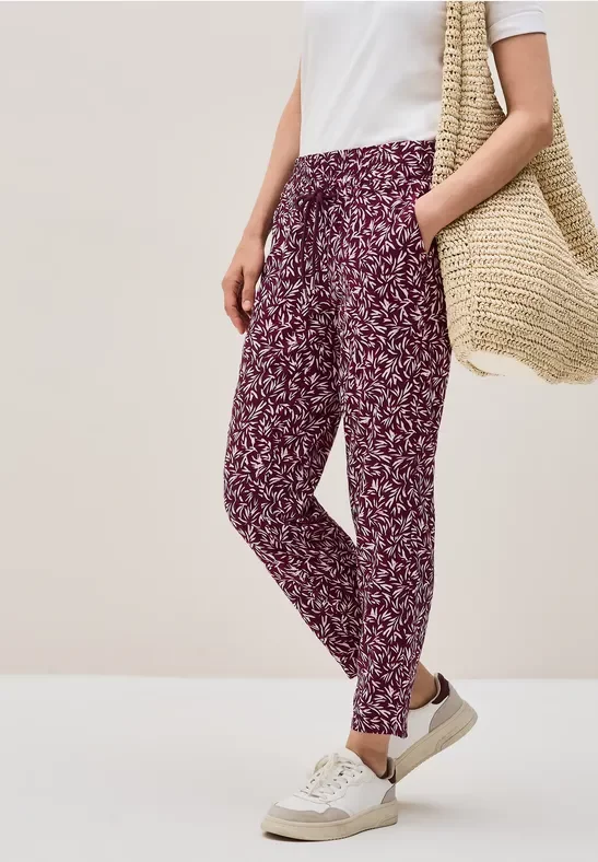 Thumbnail - Cecil Damen Gemusterte Loose Fit Hose in Rot, Gr: S