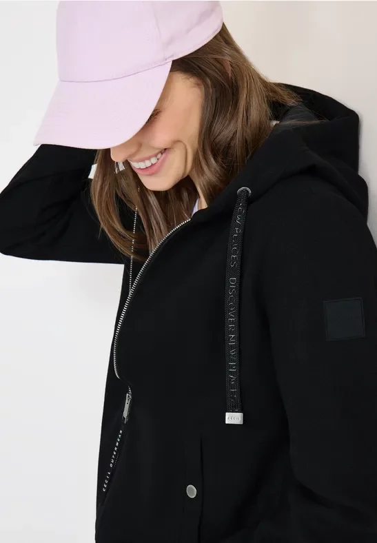 Cecil Damen Hoodie Jacke in Schwarz, Gr: S