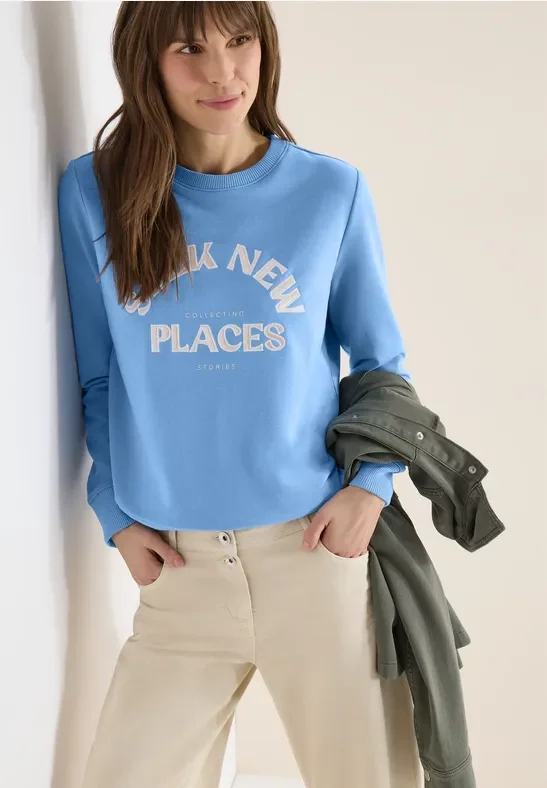 Cecil Damen Embroidery Sweatshirt in Blau, Gr: L