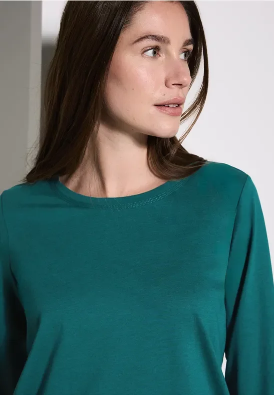 Cecil Damen Shirt mit Knoten am Saum in Grün, Gr: XXL