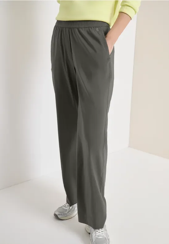 Cecil Damen Leichte Hose im Loose Fit mit Stretch in Grün, Gr: S