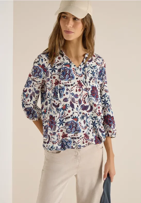 Cecil Damen Gemusterte Bluse in Weiß, Gr: 3XL