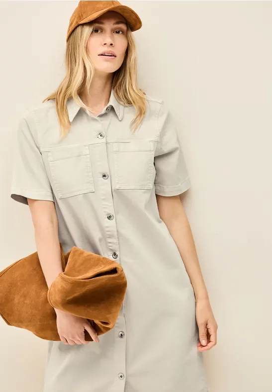 Thumbnail - Cecil Damen Colored Denim Blusenkleid in Beige, Gr: XL