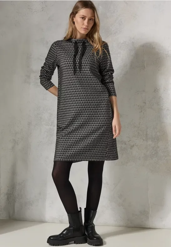 Cecil Damen Minimal Jaquard Kleid in Schwarz, Gr: L