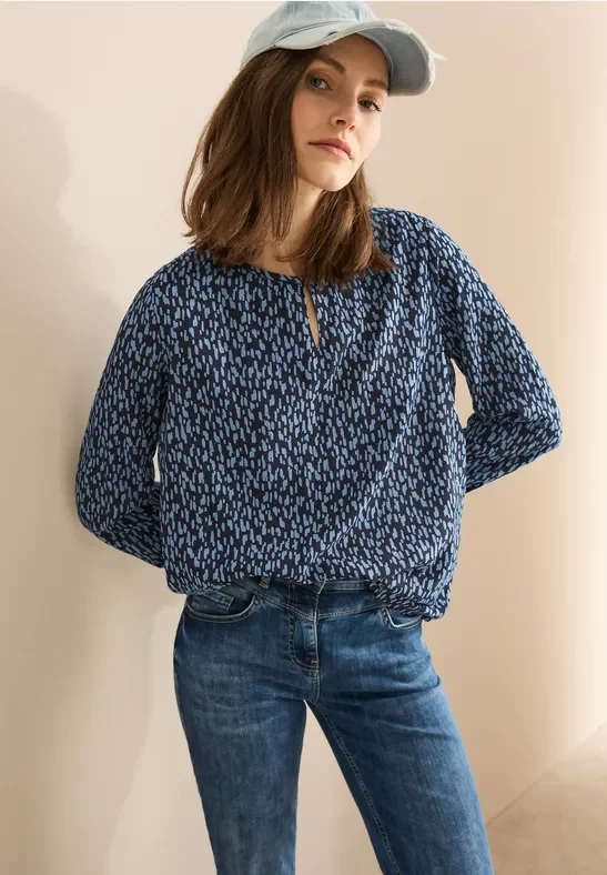 Thumbnail - Cecil Damen Gemusterte Bluse in Blau, Gr: XXL