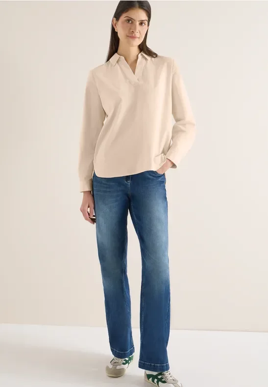 Cecil Damen Bluse mit Turn-Up in Beige, Gr: 3XL