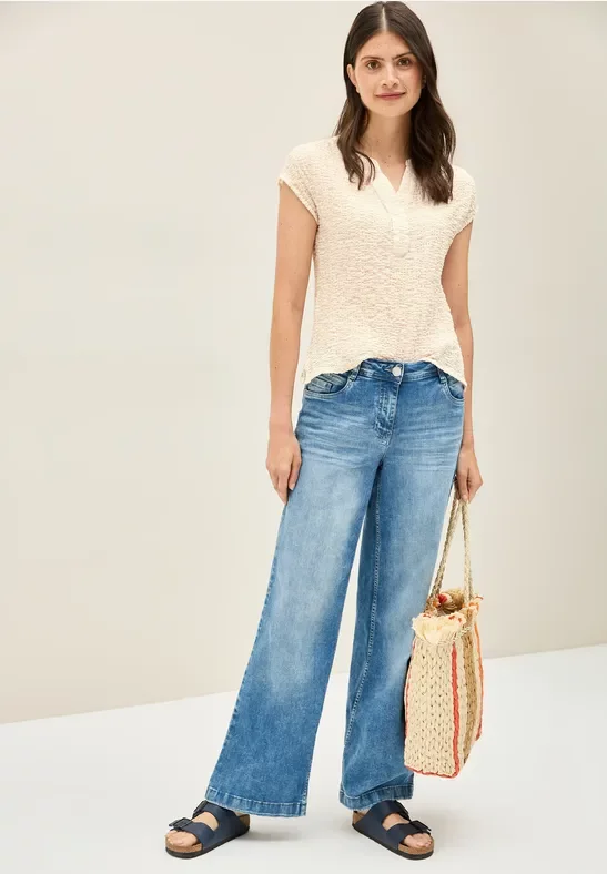 Cecil Damen Strukturbluse in Beige, Gr: XL