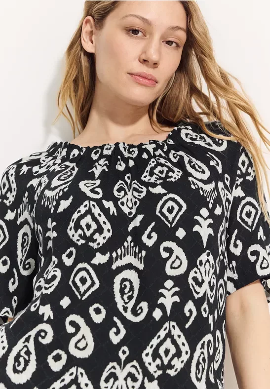 Cecil Damen Print Carmen Bluse in Schwarz, Gr: M