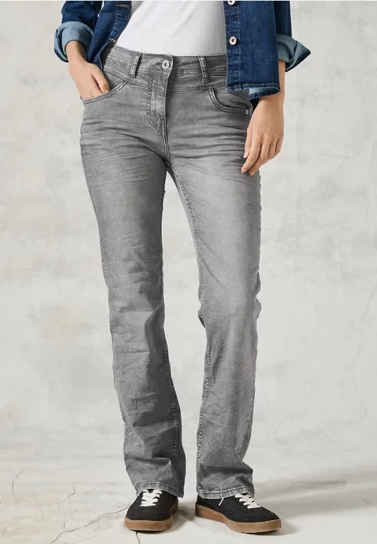 Cecil Damen Bootcut Jeans in Grau, Gr: 36