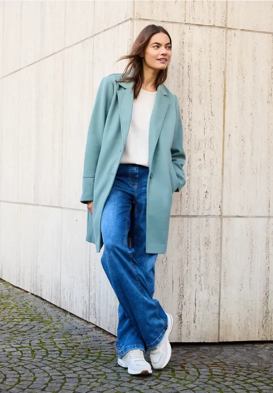 Thumbnail - Cecil Damen Woll-Optik Revers-Mantel in Grün, Gr: S