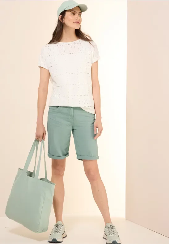 Cecil Damen Colored Jeansshorts in Grün, Gr: 26