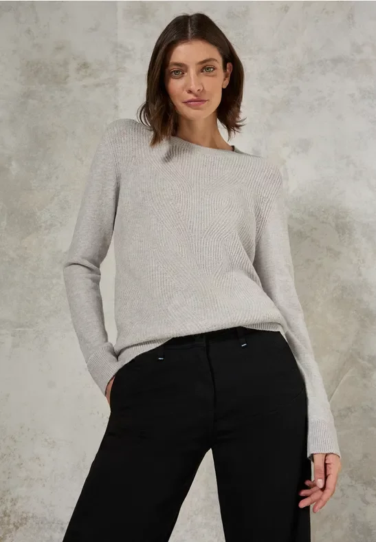 Thumbnail - Cecil Damen Softer Strukturpullover in Grau, Gr: XXL
