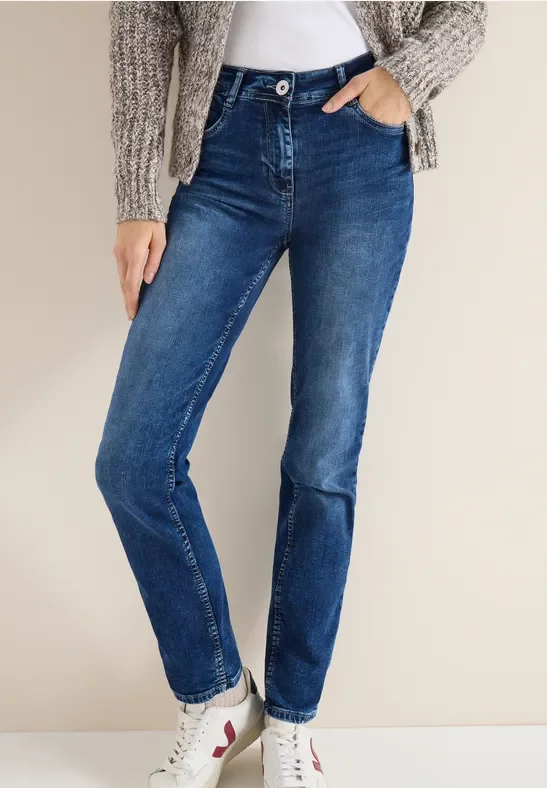 Cecil Damen Straight Leg Jeans in Blau, Gr: 30