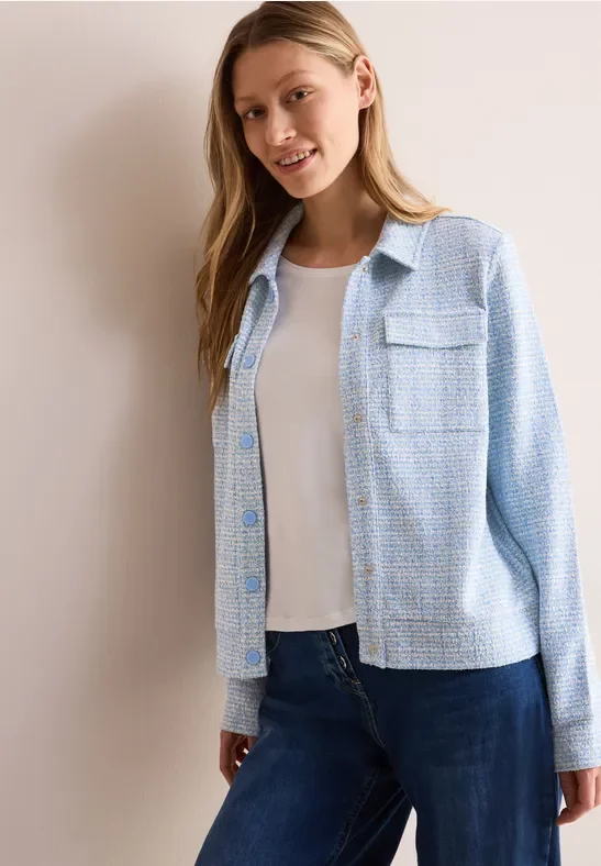 Cecil Damen Bouclé Jacke in Blau, Gr: XXL