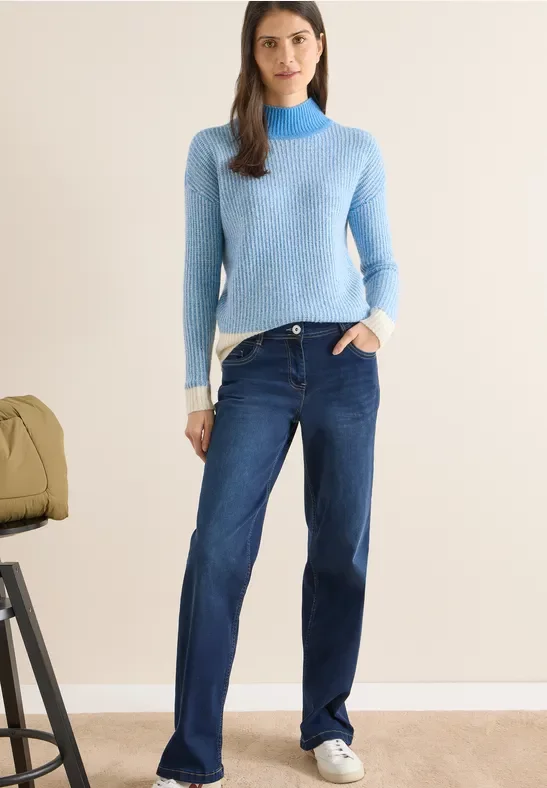 Cecil Damen Softer Mouline Pullover in Blau, Gr: XS