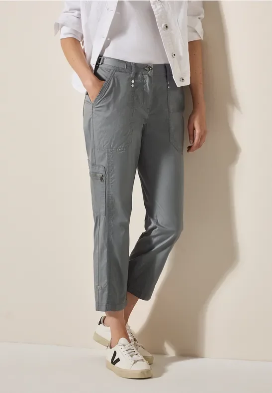 Thumbnail - Cecil Damen 7/8-Hose im Cargo-Look in Grau, Gr: 32