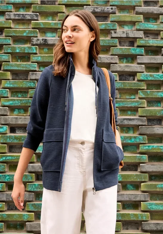 Thumbnail - Cecil Damen Leichte Ottoman Jacke in Blau, Gr: XXL