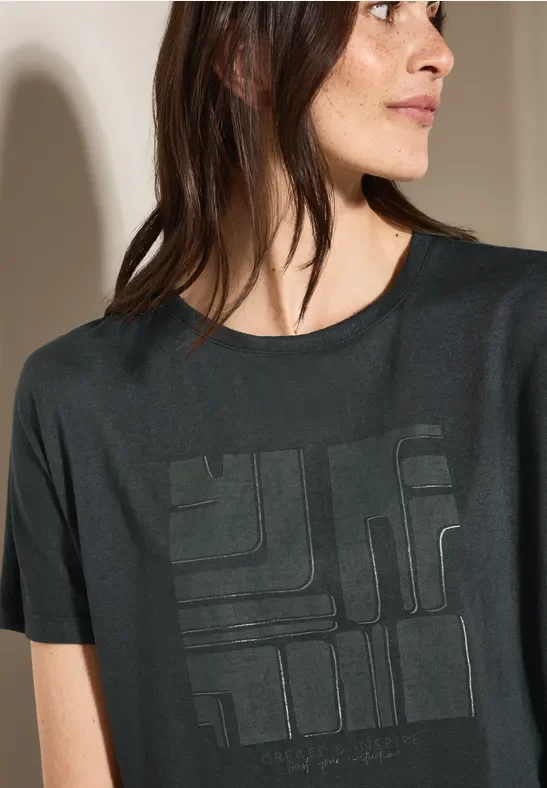 Thumbnail - Cecil Damen Shirt in Leinen-Optik in Grün, Gr: L