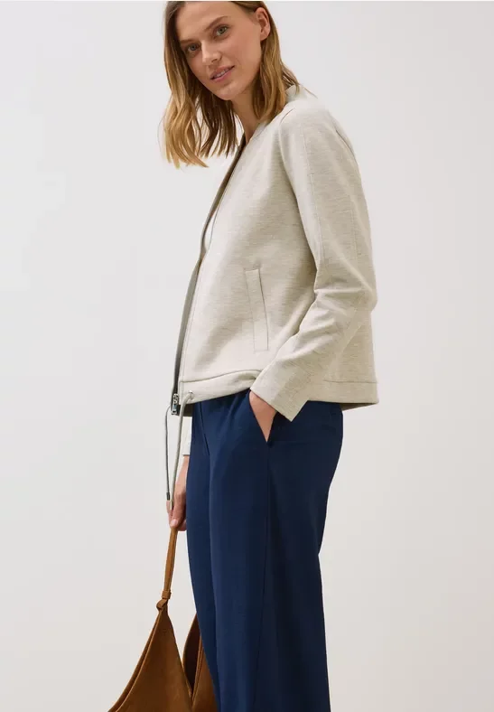 Cecil Damen Sweat Blouson mit Tunnelzug in Beige, Gr: XL