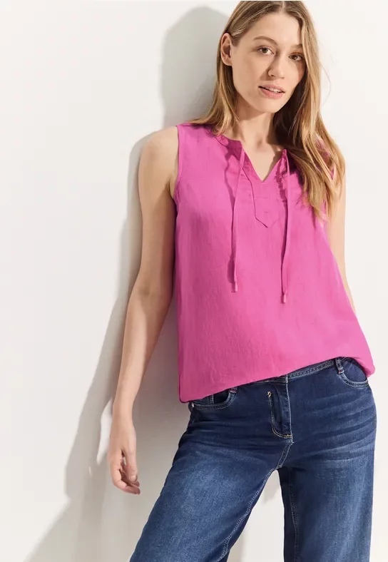 Thumbnail - Cecil Damen Leinenmix Blusentop in Pink, Gr: XS