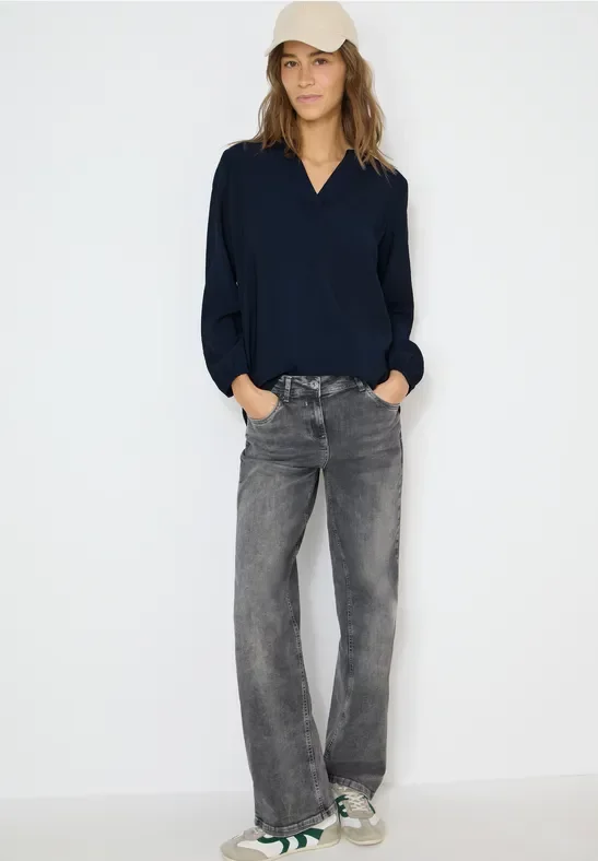 Thumbnail - Cecil Damen Bluse in Unifarbe in Blau, Gr: XS