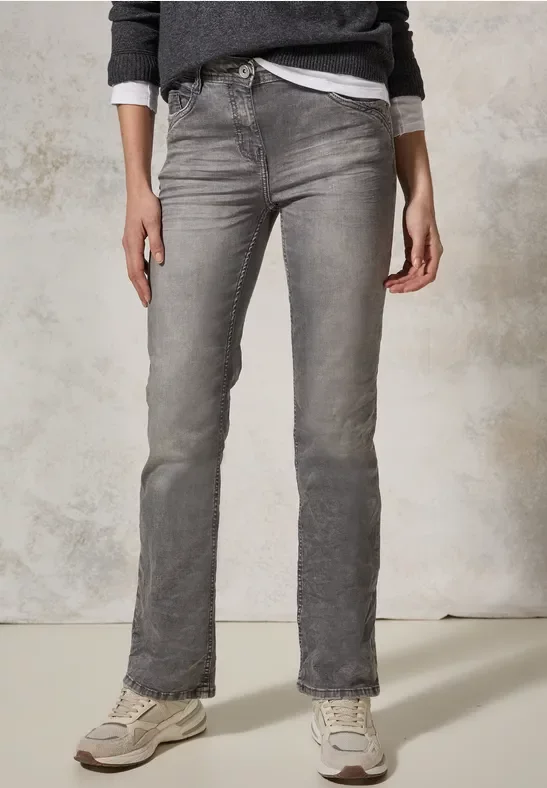 Cecil Damen Bootcut Jeans in Grau, Gr: 25