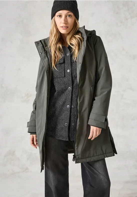Cecil Damen Parka mit abnehmbarer Kapuze in Grün, Gr: L