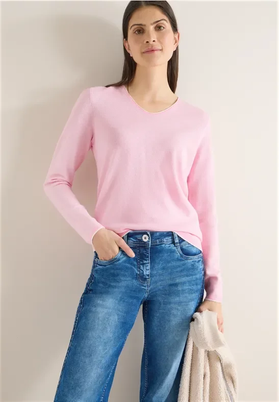 Cecil Damen Two-Tone Pullover in Rosa, Gr: 3XL